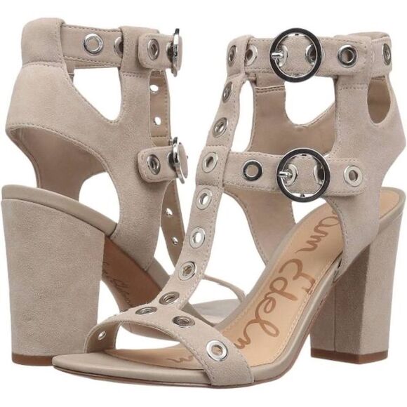 Sam Edelman Eyda Tan Suede Grommet Detailed Strappy Sandals Sz 7.5 - Picture 1 of 8